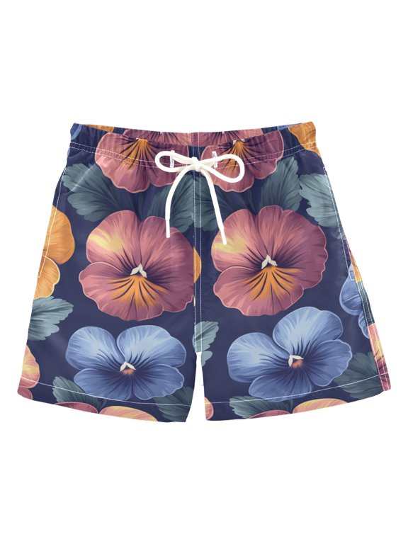 Simple Pansy Boys Swim Trunks Quick Dry Boy Swim Shorts for 3-14 Years
