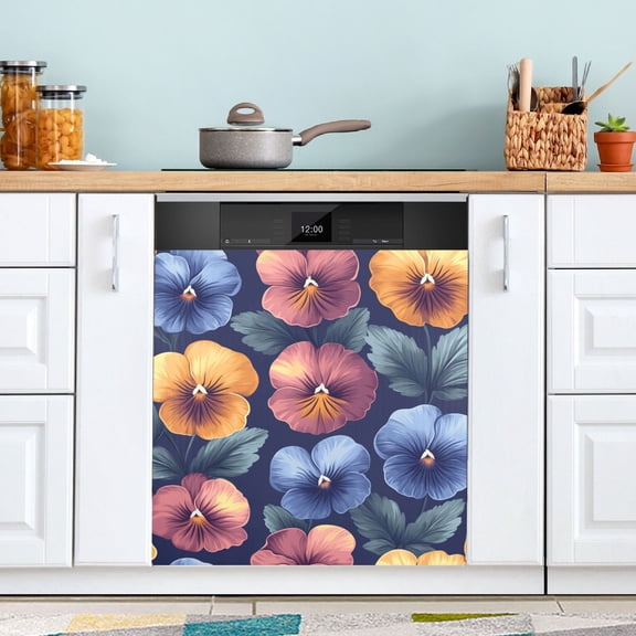 Simple Pansy Dishwasher Magnet Cover for Washers Fridge Panel Decal 23"W x 26"H Inch