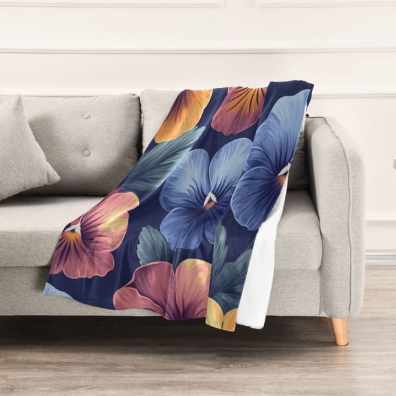 Simple Pansy Throw Blanket 60" x 90" Soft and Warm Blankets for Couch Sofa and Bed