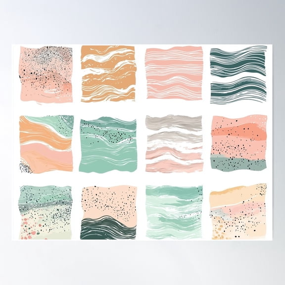 Simple Pastel Colored Squares Poster Wall Art, Modern Wall Decor For Living Room Bedroom, 24x36 UNFRAMED