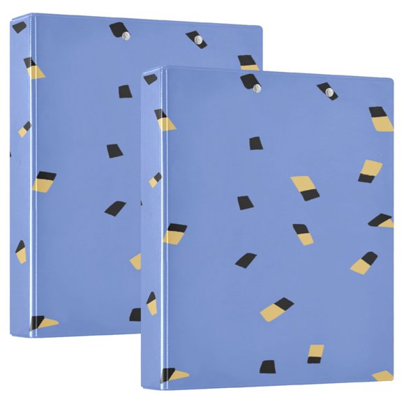 Simple Pattern Decoration 12.4x10.6in PVC Round Ring Binders, 2-Pack, D-Ring 3-Hole, Metal Clip