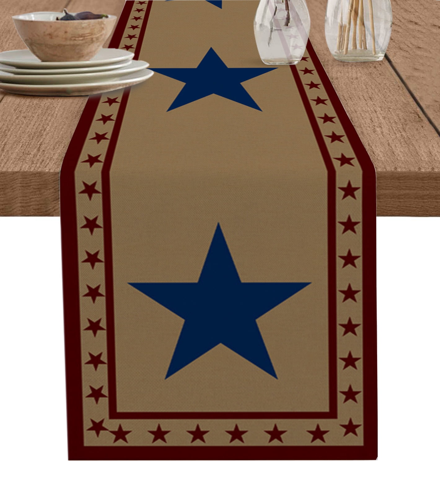 Simple Pentagram America 4th of July Patriotic Memorial Day Linen Table ...