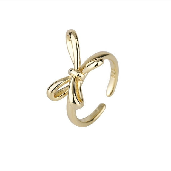Simple Personality Hong Kong Style Geometric Hand Jewelry Bow Ring Women