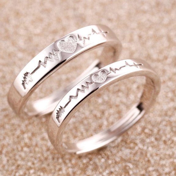Simple Personality Sterling Silver Male And Female Couples Adjustable Size Ring