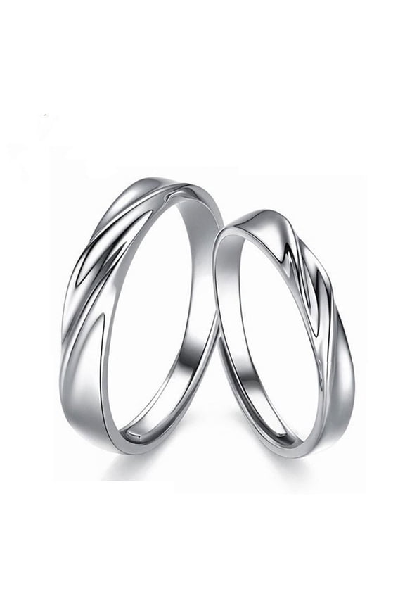 Simple Personality Sterling Silver Male And Female Couples Adjustable Size Ring