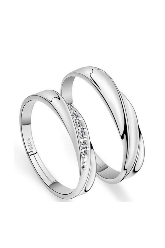 Simple Personality Sterling Silver Male And Female Couples Adjustable Size Ring