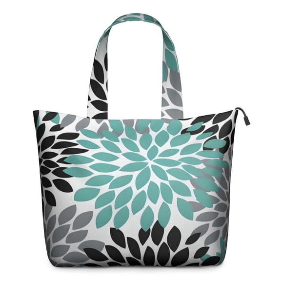 Simple Petal Shaped Geometric Floral Pattern Travel Tote Bags for Women Carry On,Large Weekender Bags for Women Travel,Multi Functional Duffle Bag for Work,Shopping,Sports