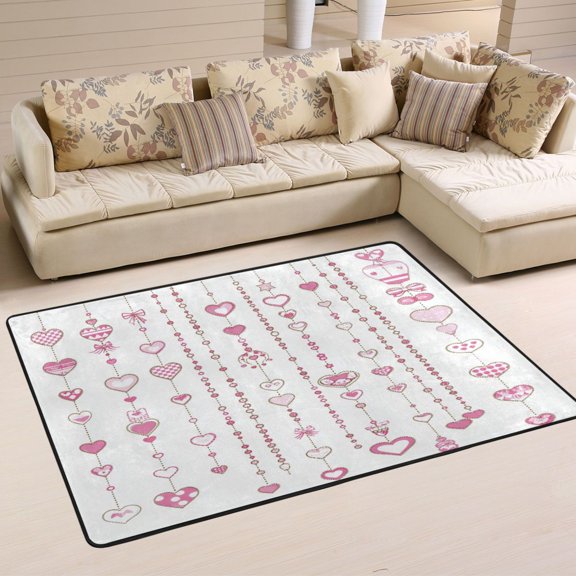 Simple Pink Element Soft Polyester Area Rug 36''x24'', Non Slip, Memory Foam, Water Absorbent