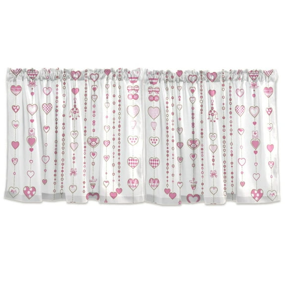 Simple Pink Element Tier Curtains for Kitchen 57x24 Inch Semi Sheer Light Filtering Half Window Curtains 2 Panels