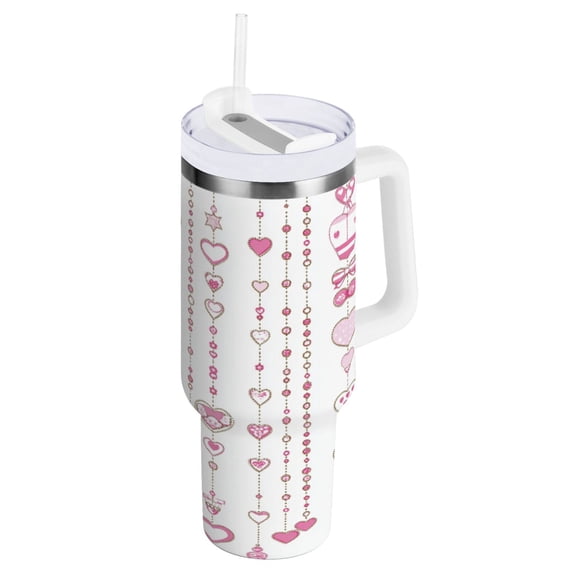 Simple Pink Element Water Bottles 30oz Insulated Tumblers Double-Walled Ergonomic Handle Leak Proof