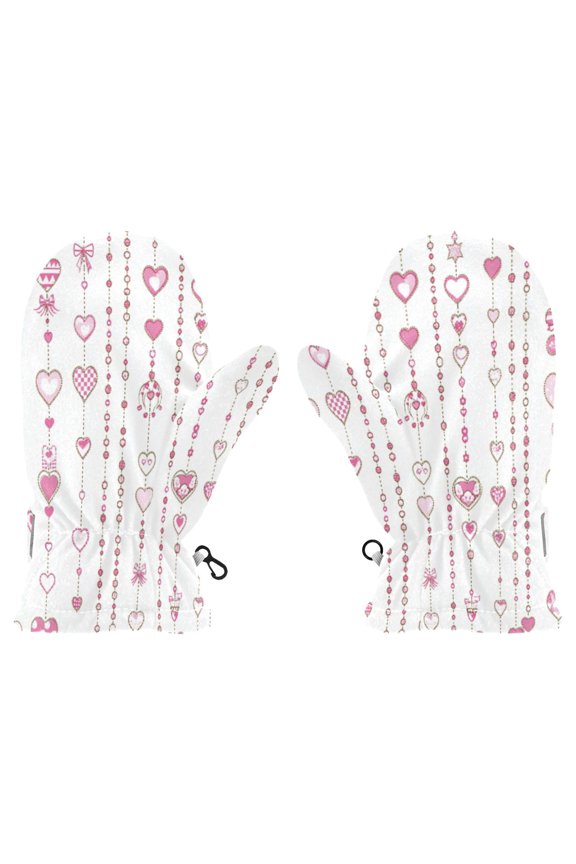 Simple Pink Element Witch Cauldron Pattern Cold Weather Mittens Cozy Gloves with Adjustable Fit Perfect for Outdoor Fun
