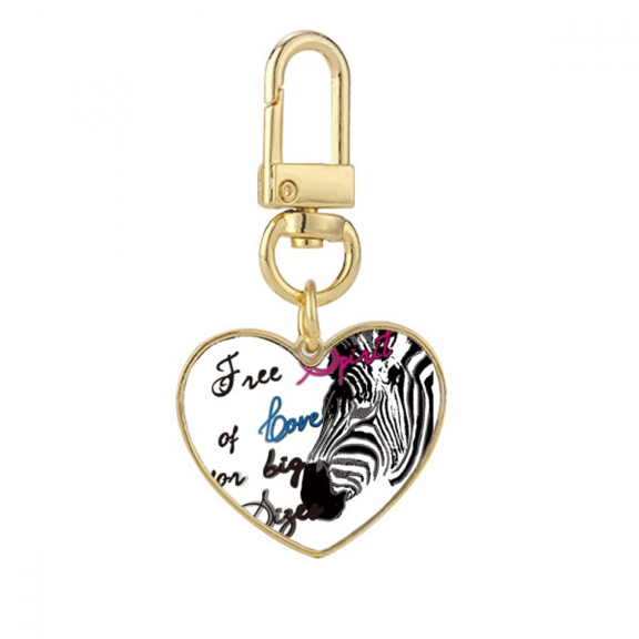 Simple Pinto Picture Letter Animal Gold Heart Keychain Metal Keyring Holder