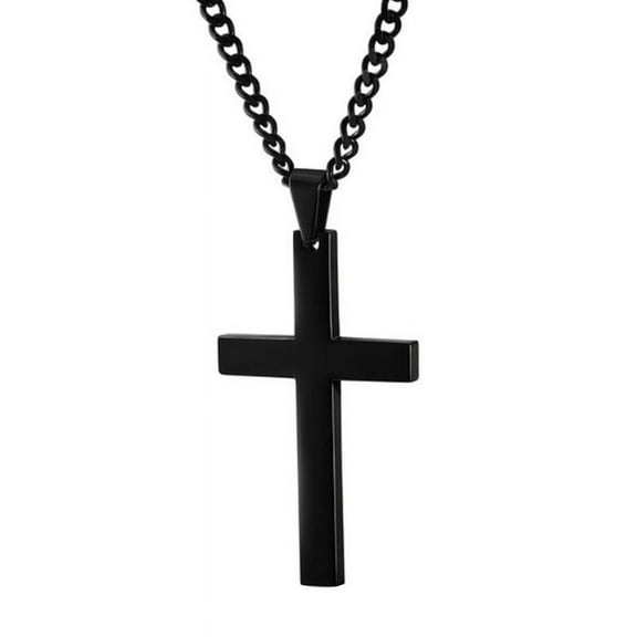 Simple Plain Cross Pendant Chain Necklace Jewelry Men Black/Gold/Sliver NEW V2D7