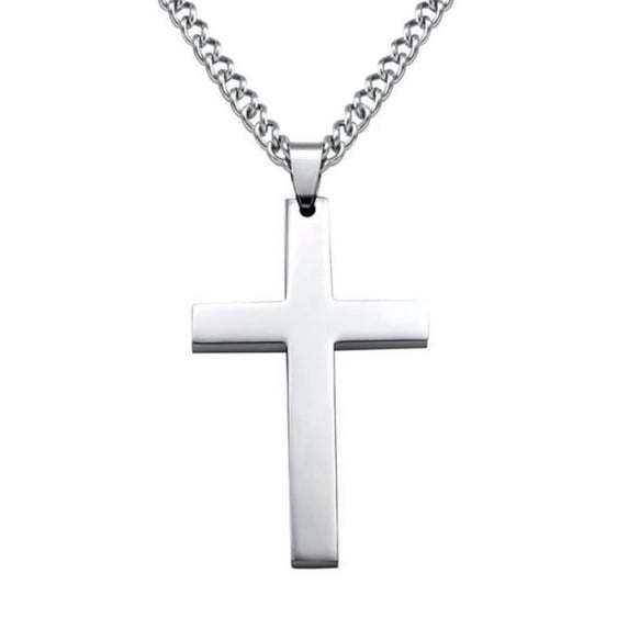 Simple Plain Cross Pendant Chain Necklace Jewelry Men CA Black/Gold/Sliver K2G9