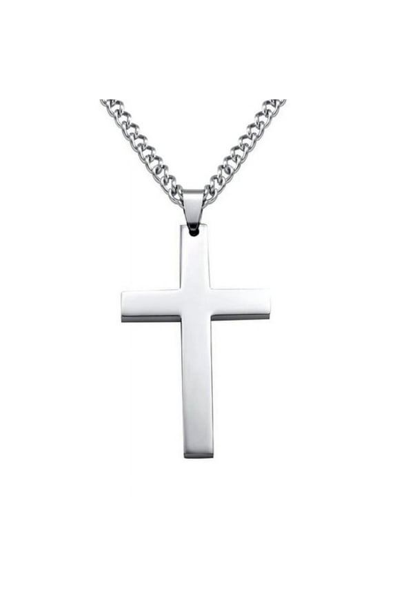 Simple Plain Cross Pendant Chain Necklace Jewelry Men New I8 Black/Gold/S