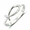 thumbnail image 1 of Simple Plain Ichthys Christian Fish Sterling Silver Everyday Ring-5, 1 of 7