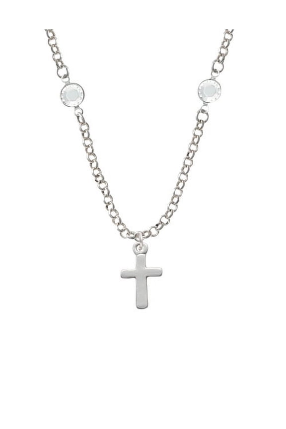 Simple Plain Small Cross Clear Crystal Fiona Necklace