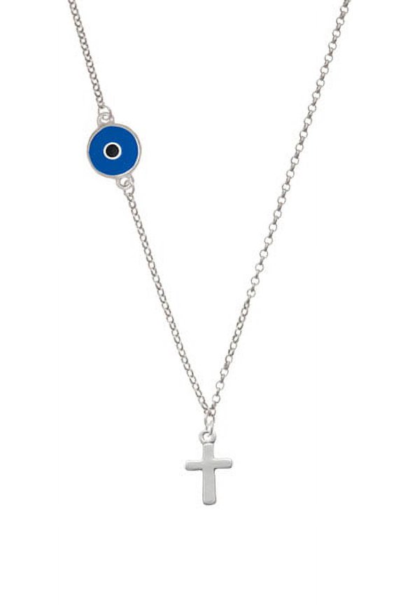 Simple Plain Small Cross Delicate Evil Eye Necklace