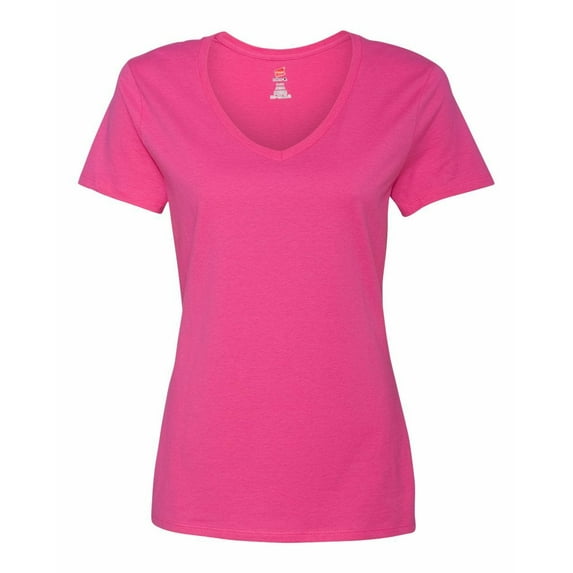 Simple Plain Woman T-shirt V-neck Nano-T Color Pink X-Large