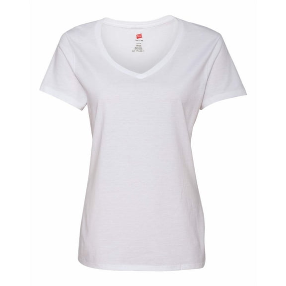 Simple Plain Woman T-shirt V-neck Nano-T Color White Large