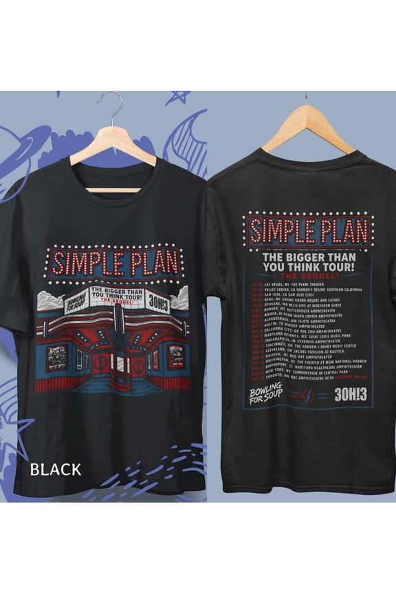Simple Plan 2026 Tour T-Shirt, Pop Punk Band Tee,Black Color,Size M