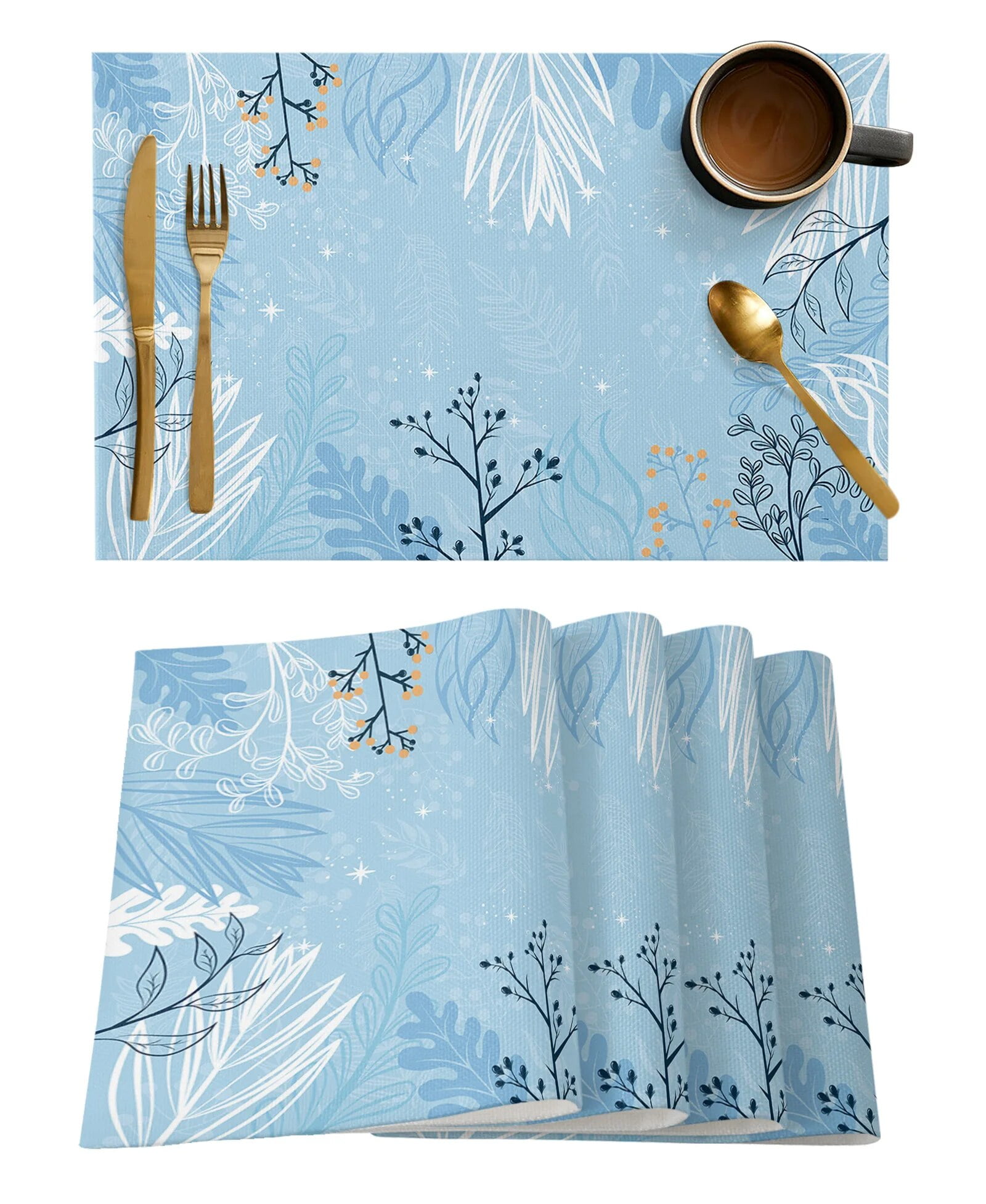 Simple Plant Leaves And Branches Placemat Wedding Party Dining Decor ...