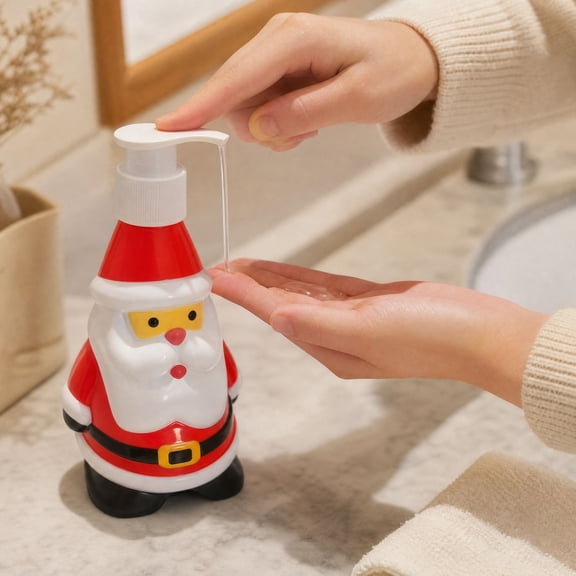 Simple Pleasures Jolly Santa Christmas Holiday Decorative Refillable Soap Dispenser for Kitchen Countertops and Bathroom Sinks