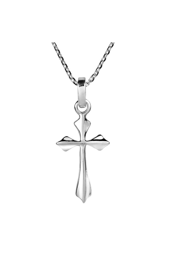 Simple Polished Cross of Protection Everyday Casual .925 Sterling Silver Necklace | Sterling Silver Necklace for Women | Long Necklaces for Women
