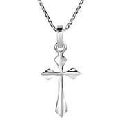 Simple Polished Cross of Protection Everyday Casual .925 Sterling Silver Necklace | Sterling Silver Necklace for Women | Long Necklaces for Women