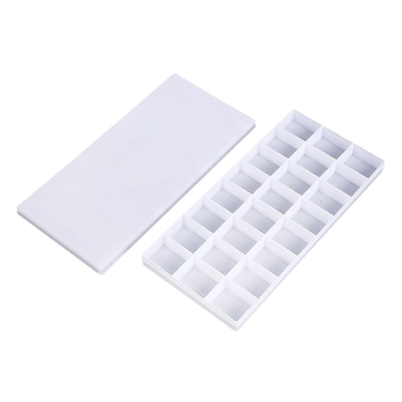 Simple Practical Paint Palette 24 Wells Artist Plastic Paint Holder Tray with Protective Lid for Students Artist
