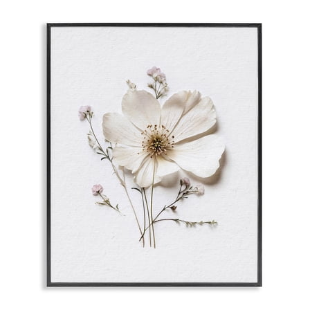 Simple Pressed Cottage Flower Black Framed Giclee Art, design by Lettered and Lined