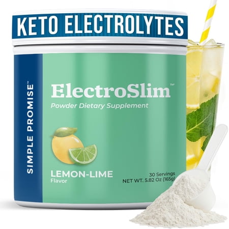 Simple Promise ElectroSlim - Sugar-Free Electrolyte Powder Hydration Support with Essential Electrolytes - No Sugar Formula for Daily Energy Balance - Lemon Lime Flavor