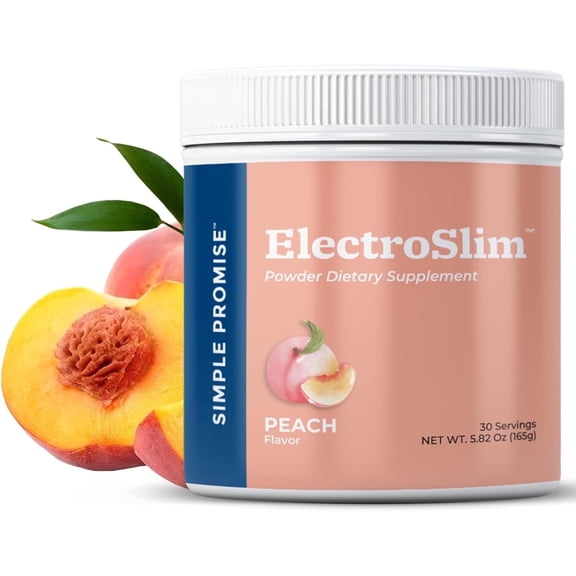 Simple Promise ElectroSlim - Sugar-Free Keto Electrolytes Powder - No Sugar Formula for Daily Energy Support and Hydration, Low Sodium Organic Electrolytes Powder, 30 Servings, Peach Flavor