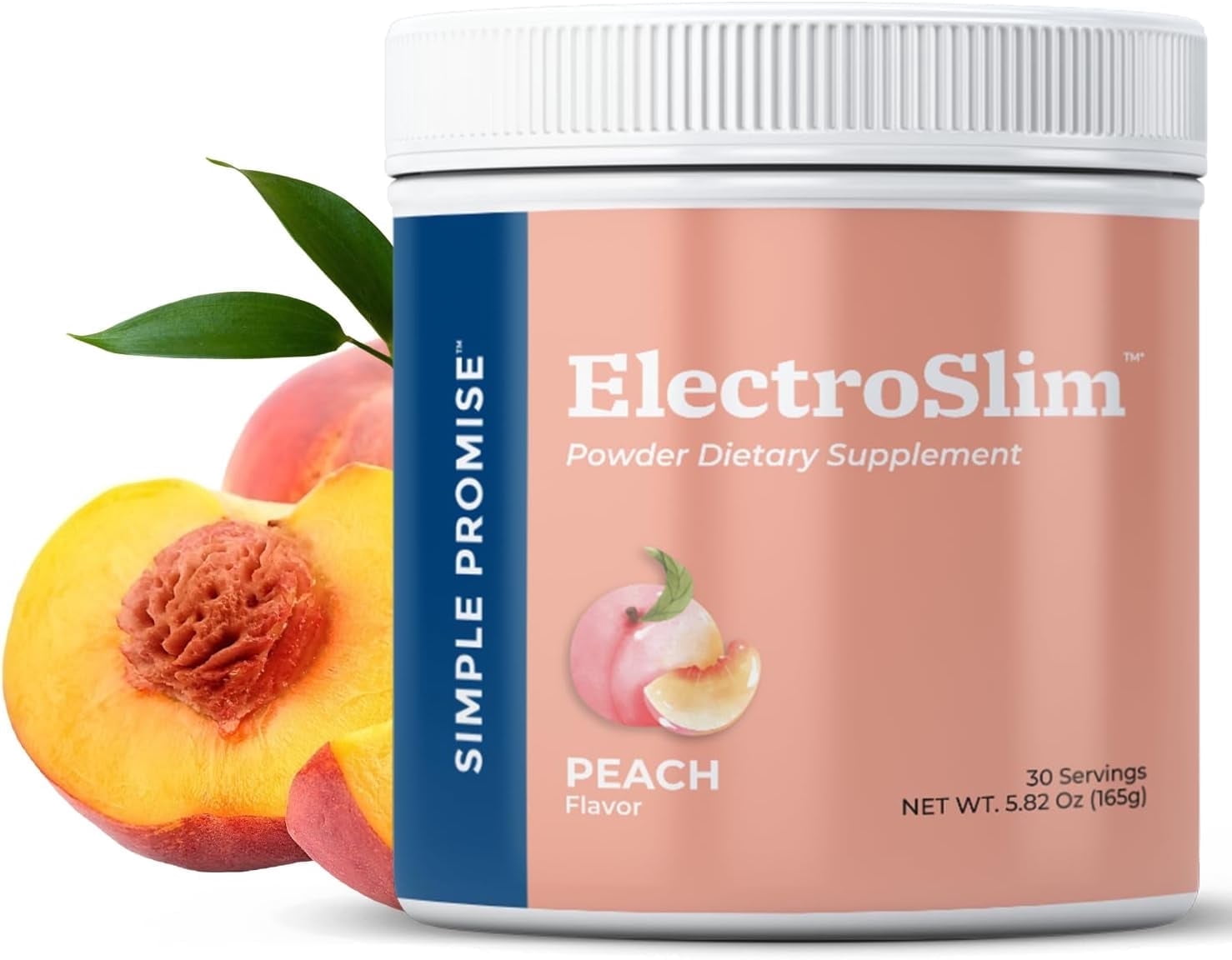 Simple Promise ElectroSlim - Sugar-Free Keto Electrolytes Powder -  No Sugar Formula for Daily Energy Support and  Hydration, Low Sodium Organic Electrolytes Powder,   - 30 Servings, Peach Flavor