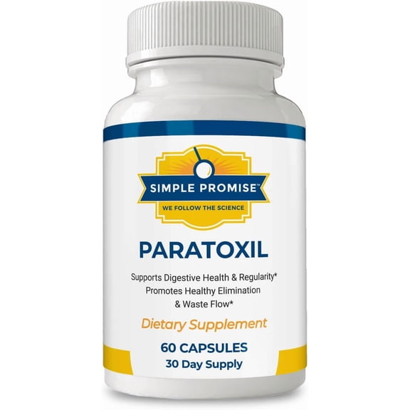 Simple Promise Paratoxil - Psyllium Husk Capsules for Daily Gut Wellness Support - with Slippery Elm, Aloe, Chlorella & Ginger - Natural Plant-Based Formula - 60 Capsules