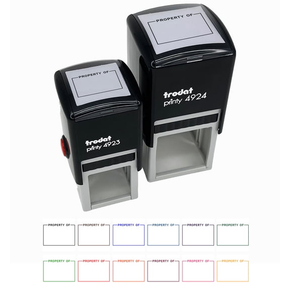 Simple Property of Label Self-Inking Rubber Stamp Ink Stamper - Black Ink - Small 1 Inch