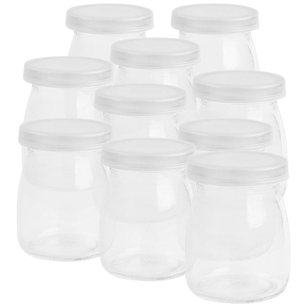 10pcs Milk Pudding Cups with Lids, Mini Transparent Glass Yogurt, Jam ...