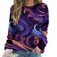 thumbnail image 1 of Simple Purple Ripple Womens Oversized Sweatshirts Hoodies Crewneck Casual Tops Comfy FallWinter Clothes 2024, 1 of 7