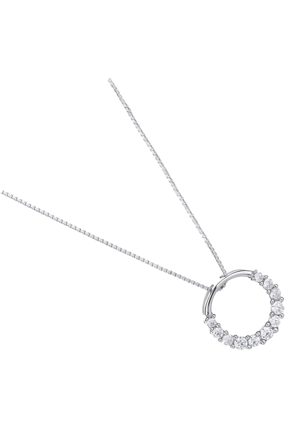 Simple Quality Circle Ring Neck Chain Women Jewelry Hoop Necklace Rhinestones for Wedding Party[f938]
