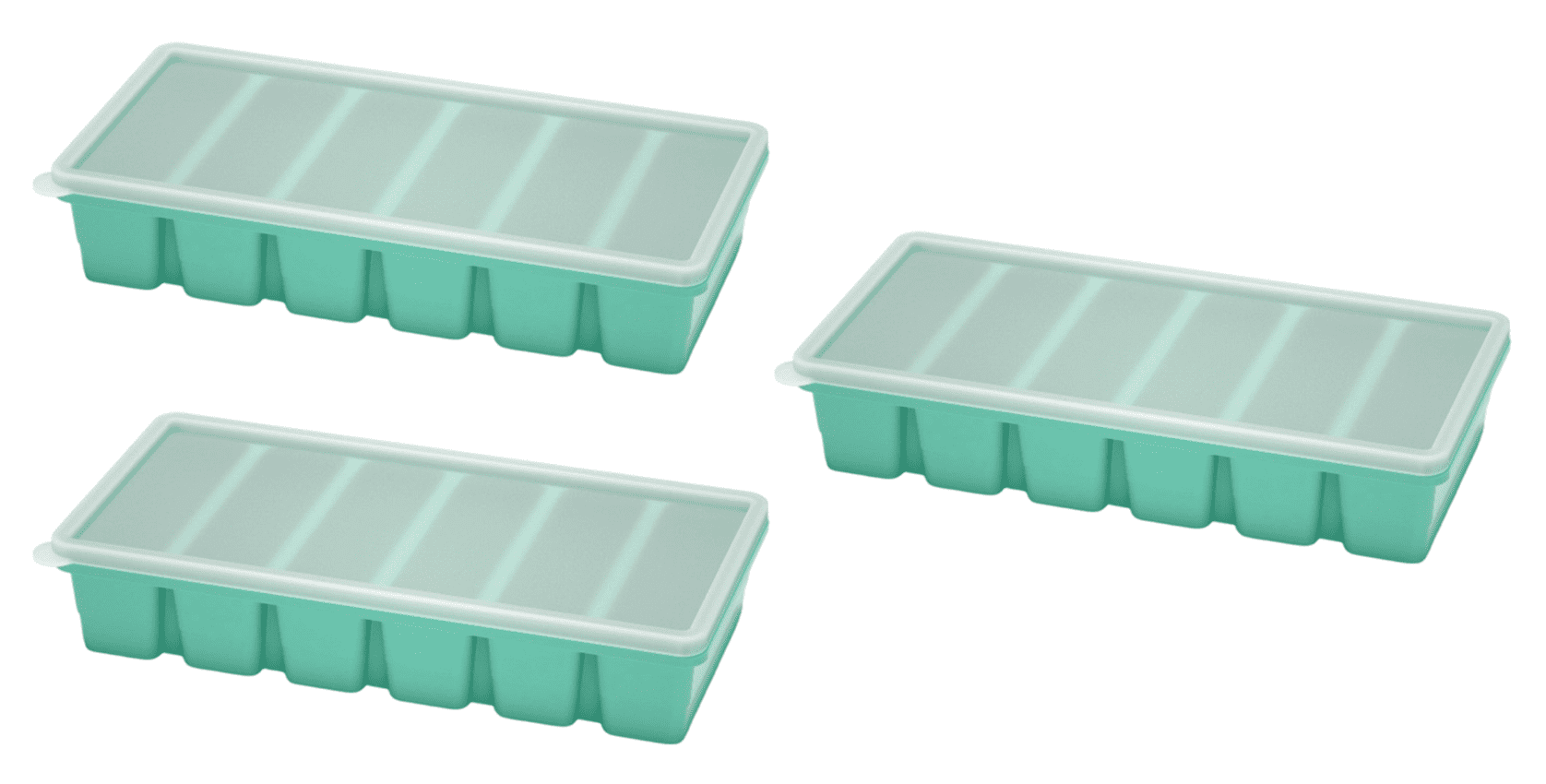 Simple Rectangle Ice Mold 3-Pack with Lid, 6 Cavity Silicone Ice Cube ...