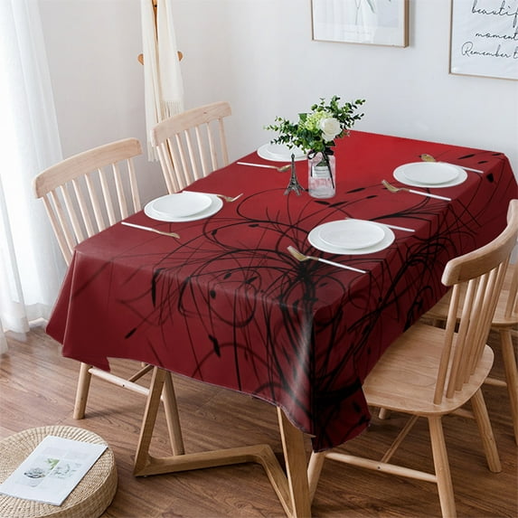 Simple Red Black Gradient Abstract Flowers Tablecloths Waterproof Kitchen Coffee Table For living Room Home Decor Dining Table