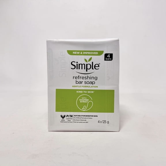 Simple Refreshing Soap Bar with Cucumber Extract 4 x 125g
