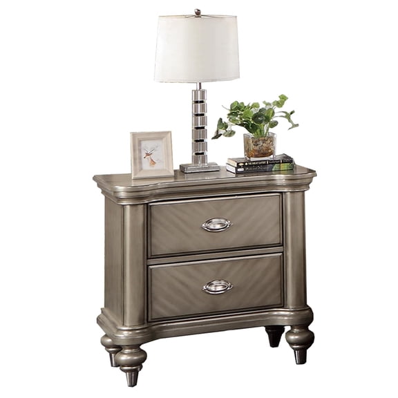 Simple Relax 2 Drawer Nightstand with Round Legs in Grey