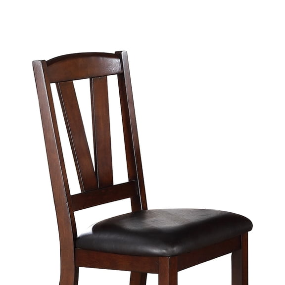 Simple Relax Black PU Upholstered Dining Chairs, Dark Walnut, Set of 2 Counter Height, Dining Height