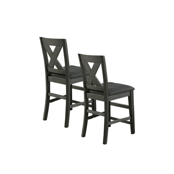 Simple Relax Counter Hight Chairs with X-Cross Back, Dark Grey