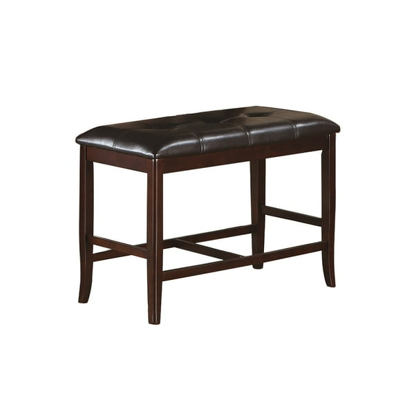Simple Relax Darrell Upholstered Counter Height Bench in Dark Brown Finish