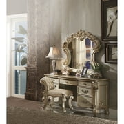 Simple Relax Fabric, Gold Patina & Bone Vanity Stool