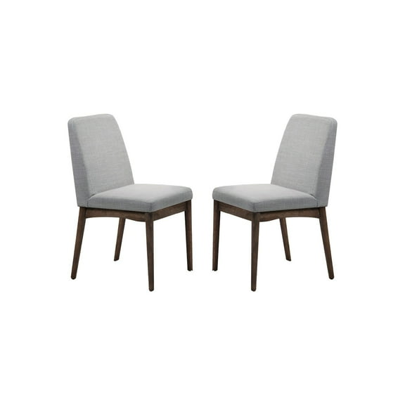 Simple Relax Grey Fabric Upholstered Dining Chair, Brown(Set of 2)