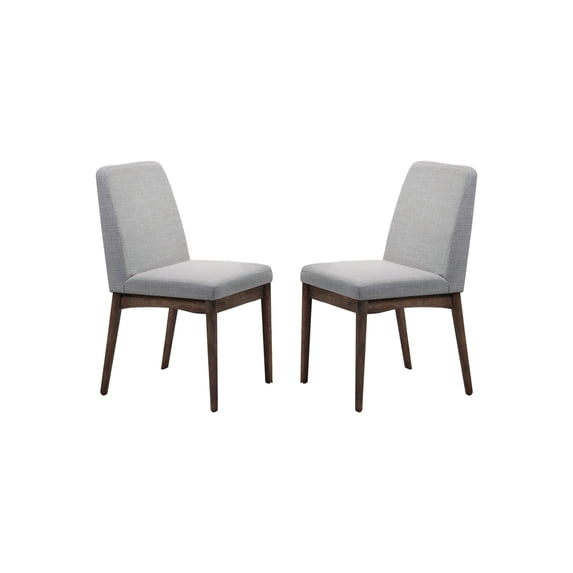 Simple Relax Grey Fabric Upholstered Dining Chair, Brown(Set of 2)