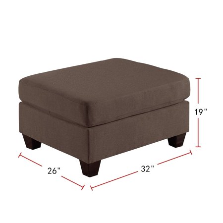 Simple Relax Linen-Like Fabric Upholstered Cocktail Ottoman Black Coffee